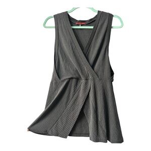 Buckle Black Sleeveless Wrap Tank Top